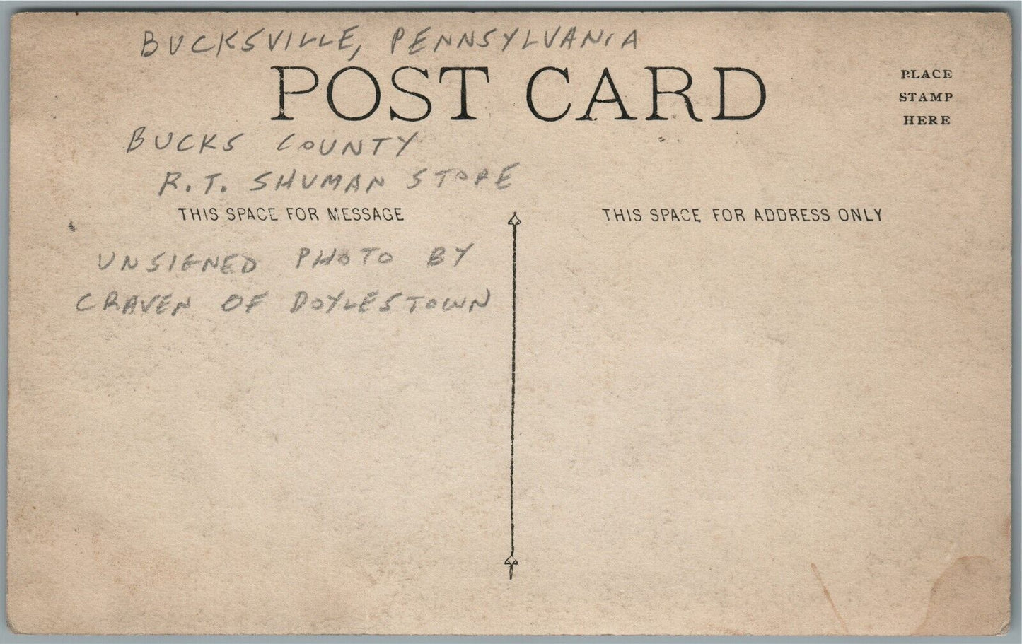 BUCKSVILLE PA R.T.SHUMAN STORE ANTIQUE REAL PHOTO POSTCARD RPPC