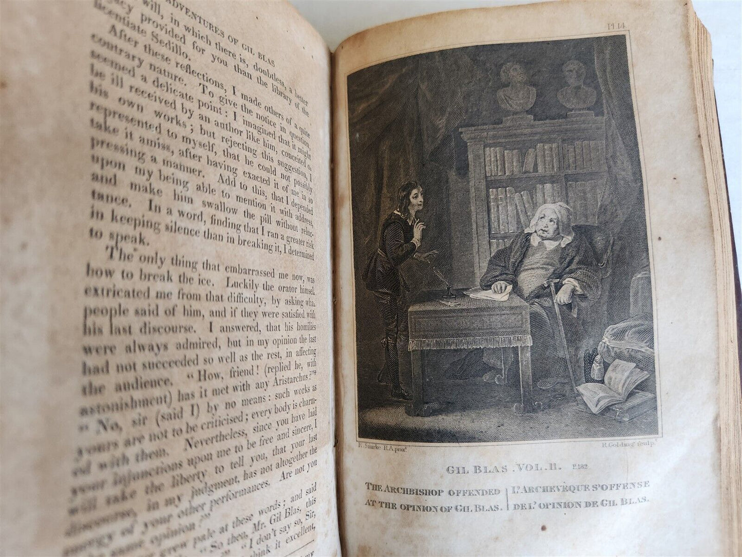 1844 ADVENTURES OF GIL BLAS antique EARLY AMERICAN BINDING HARTFORD ILLUSTRATED