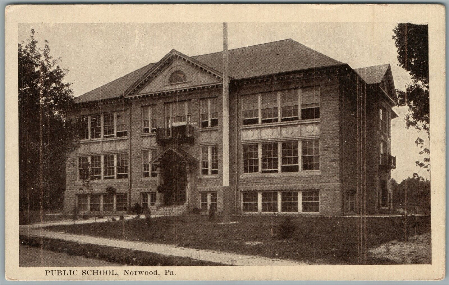 NORWOOD PA PUBLIC SCHOOL ANTIQUE POSTCARD