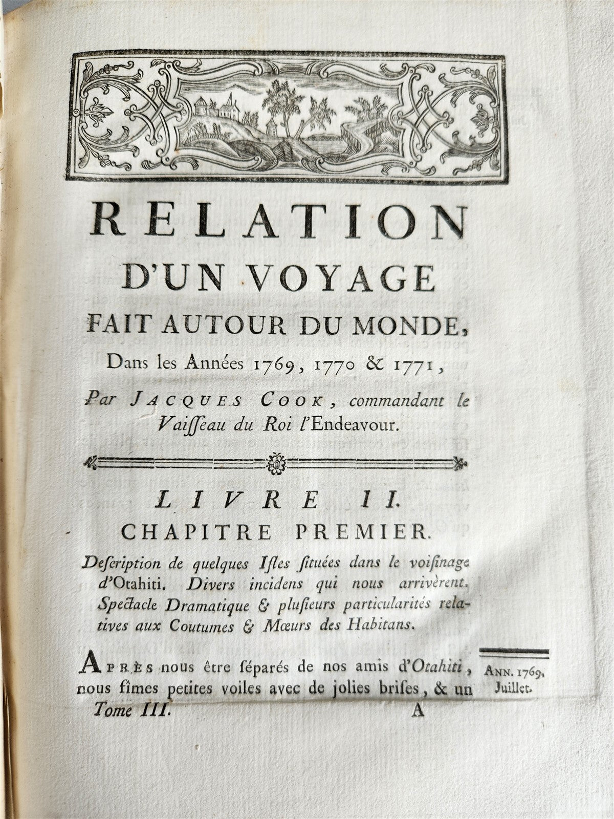 1774 RELATION des VOYAGES by J.HAWKESWORTH antique CAPT. JAMES COOK Vol. III