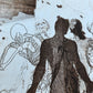 THE CREATION OF THE HUMAN RACE surreal PRINT vintage w/ SKELETON