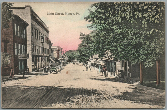 MUNCY PA MAIN STREET ANTIQUE POSTCARD