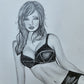 ILLUSTRATION ART FEMALE lot of 4 EROTIC PENCIL DRAWINGS vintage signed