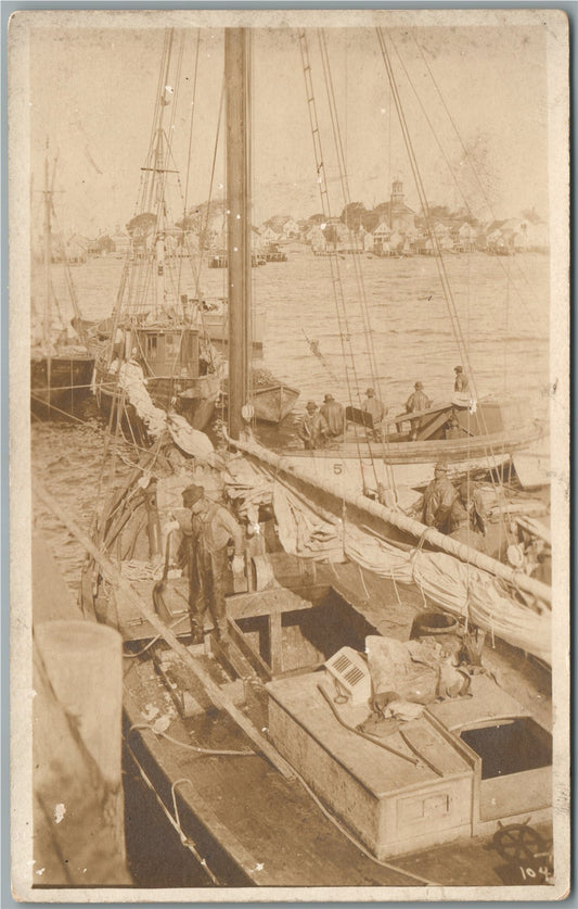 SAILSHIP SAILORS VINTAGE REAL PHOTO POSTCARD RPPC
