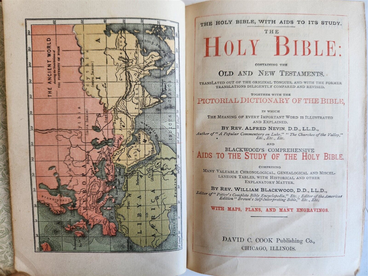 1880s BIBLE in ENGLISH antique AMERICANA Chicago ILLUSTRATED