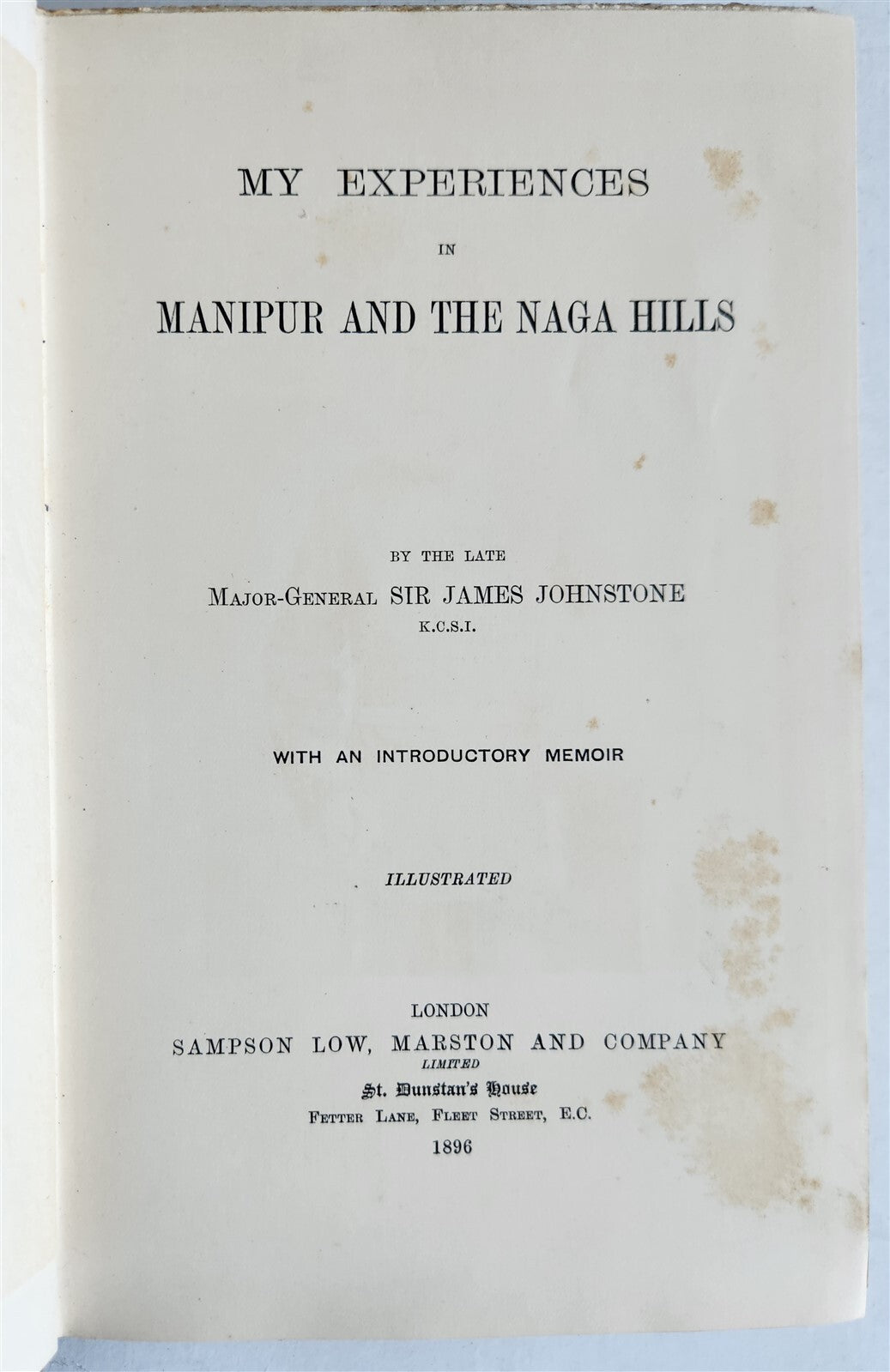 1895 M EXPERIENCES in MANIPUR & NAGA HILLS by J. JOHNSTONE antique ILLUSTRATED