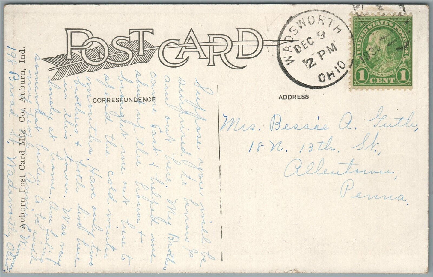 WADSWORTH OH FIRST METHODIST CHURCH ANTIQUE POSTCARD