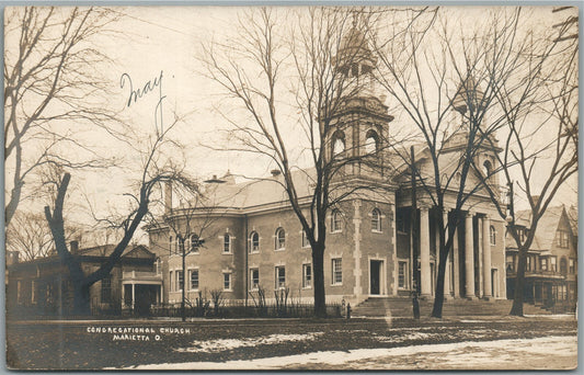 MARIETTA OH CONGREGATIONAL CHURCH ANTIQUE REAL PHOTO POSTCARD RPPC