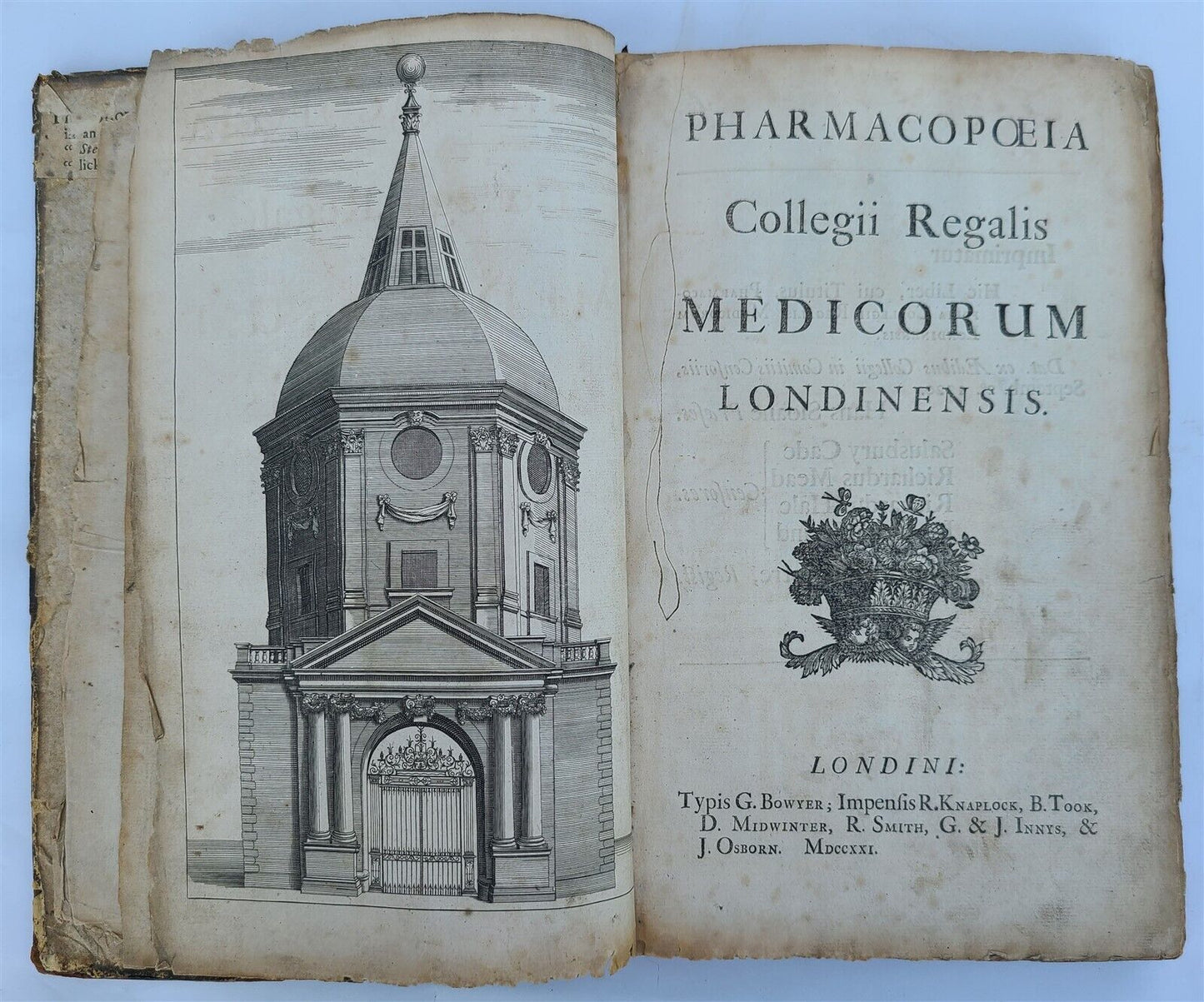 1721 PHARMACOPEIA in ENGLISH antique FOLIO