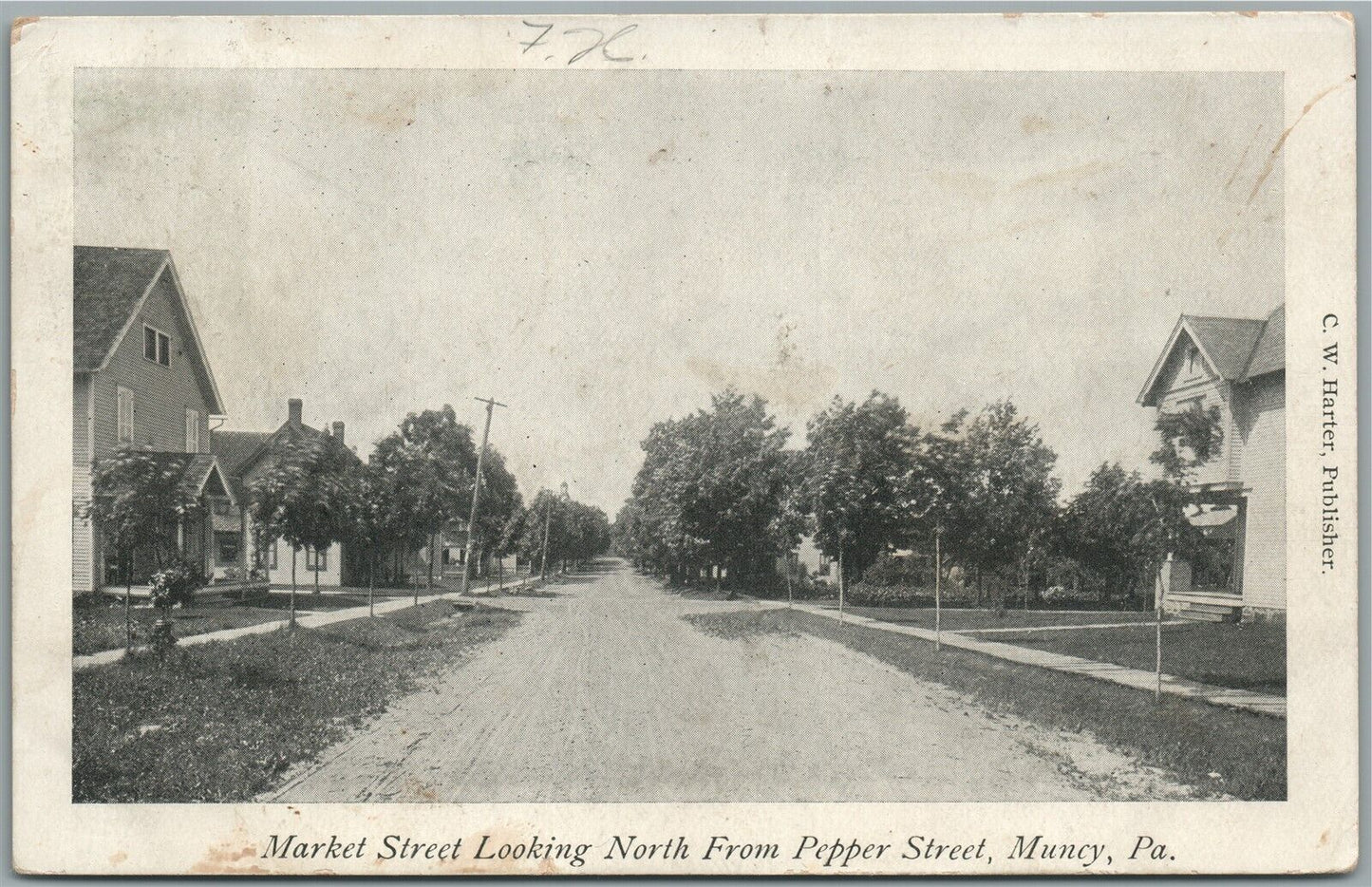 MUNCY PA MARKET STREET ANTIQUE POSTCARD