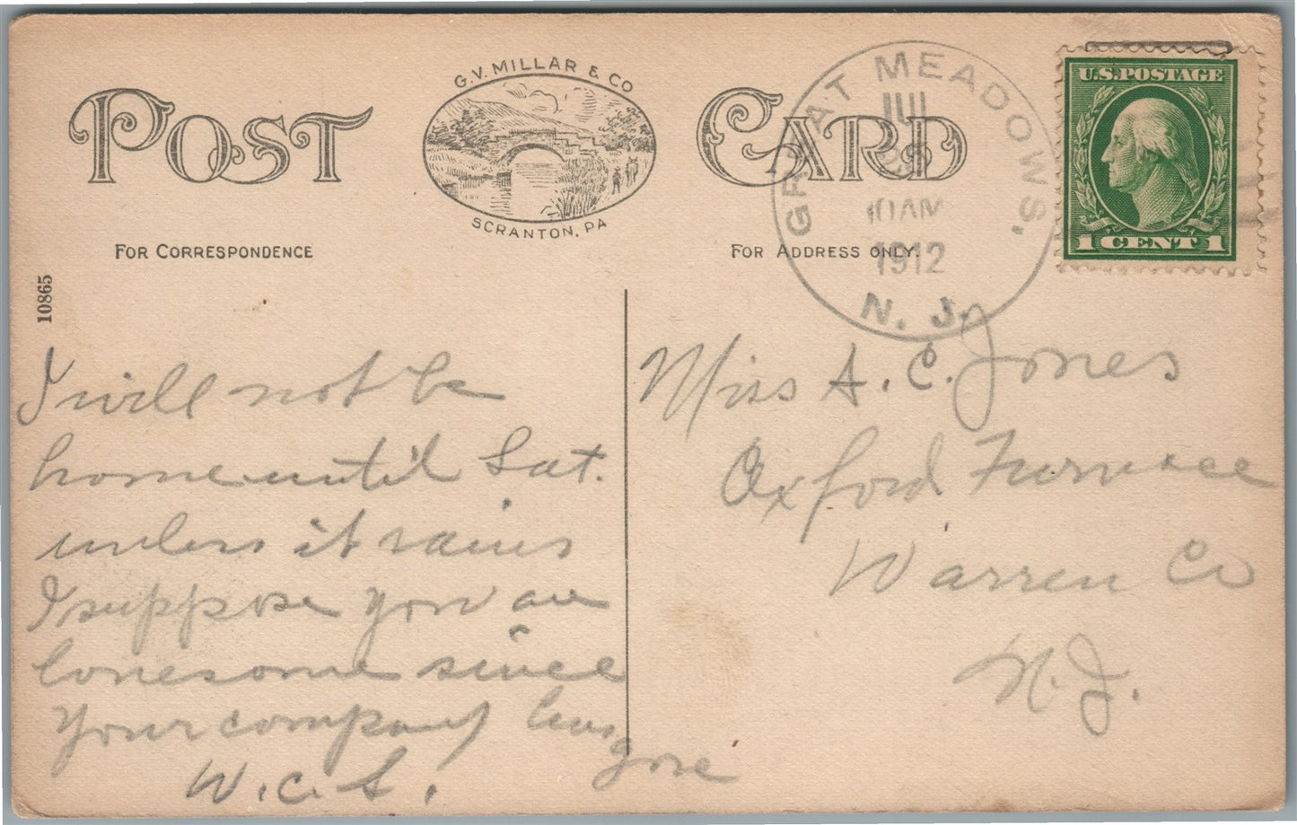 GREAT MEADOWS NJ PUBLIC SCHOOL ANTIQUE POSTCARD