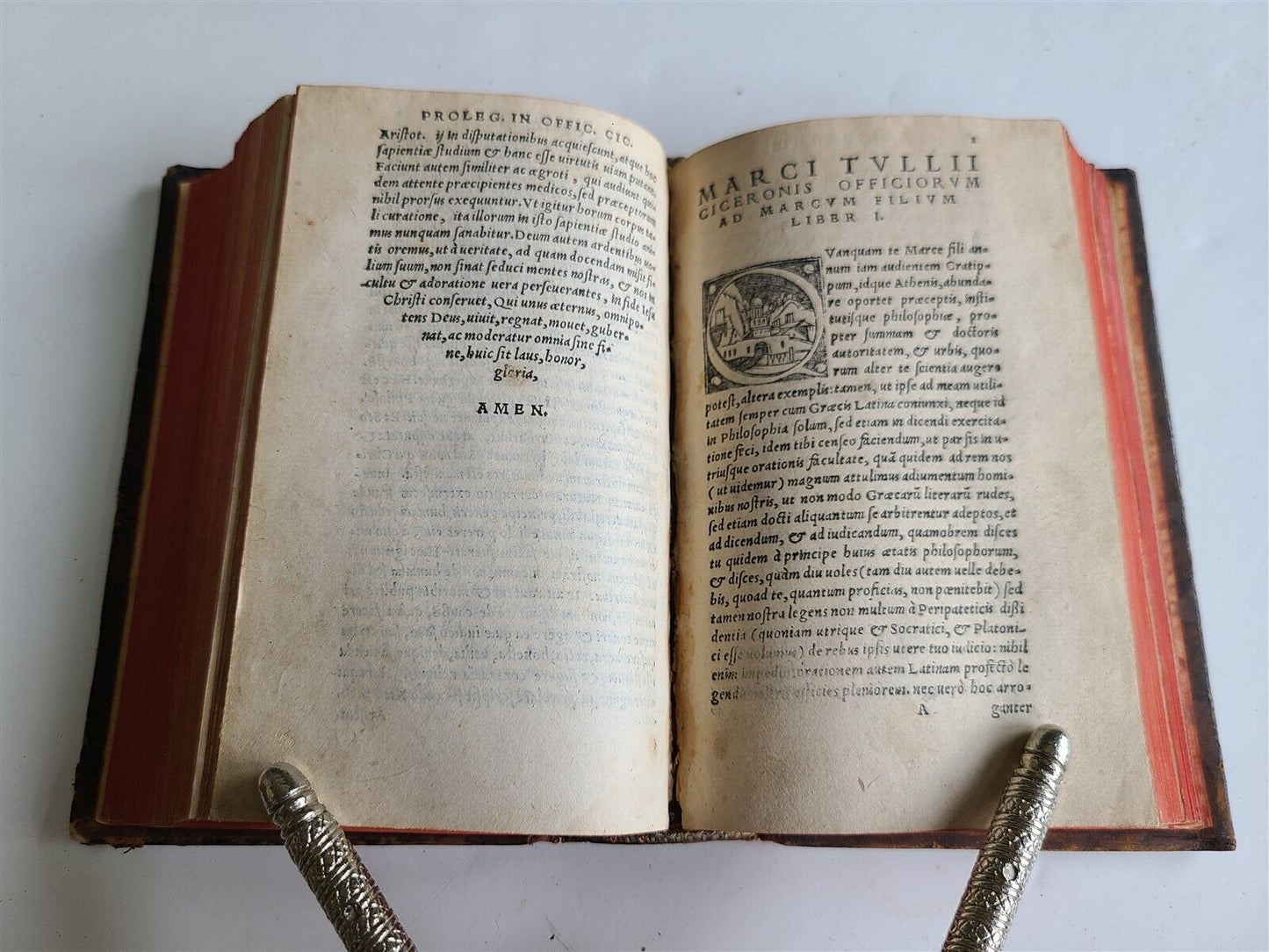 1558 CICERO libri tres de officiis antique w/ VITA et DOCTRINA JESU CHRISTI