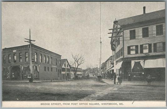 WESTBROOK ME BRIDGE STREET ANTIQUE POSTCARD