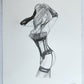 ILLUSTRATION ART FEMALE in LINGERIE PENCIL DRAWING vintage signed