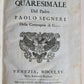 1765 QUARESIMALE DEL PADRE PAOLO SEGNERI antique VELLUM BOUND in Italian