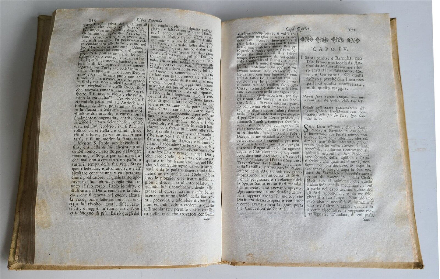 1735 TRATTENIMENTO ISTORICO SOPRA GLI ATTI DEGLI APOSTOLI antique VELLUM BOUND