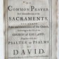 1753 BOOK of COMMON PRAYER w/ PSALTER in ENGLISH antique