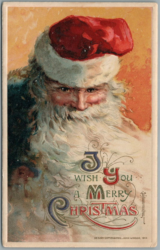 CHRISTMAS SANTA ANTIQUE POSTCARD by JOHN WINSCH 1912