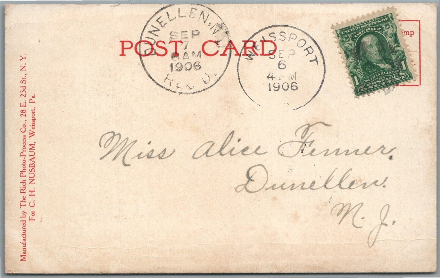 WEISSPORT PA BRIDGE STREET ANTIQUE POSTCARD