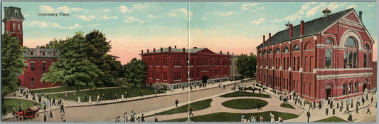 VALPARAISO IN UNIVERSITY PLACE FOLDING DOUBLE ANTIQUE POSTCARD