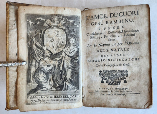1737 L'AMOR DE CUORI GESU BAMBINIO by S. NATALE antique in ITALIAN vellum bound