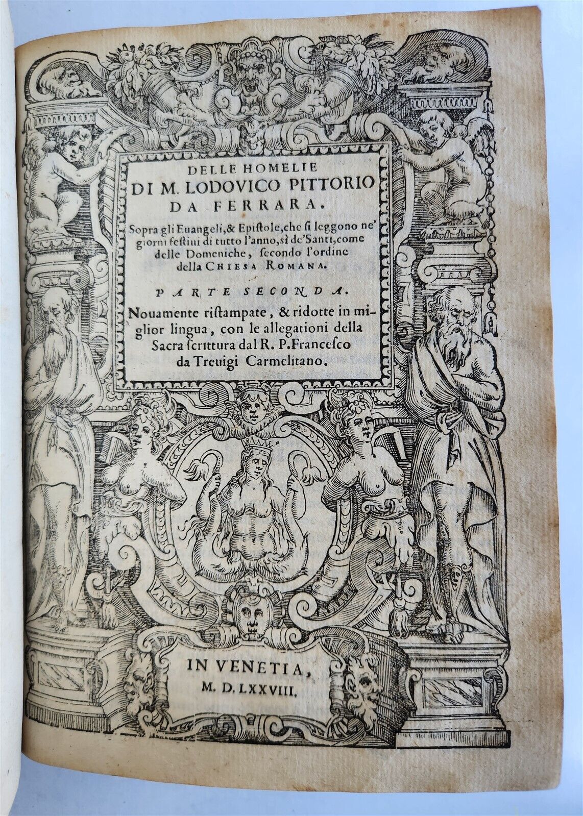 1578 ILLUSTRATED DELLE HOMELIE by Pittorio da Ferrara antique VELLUM BINDING