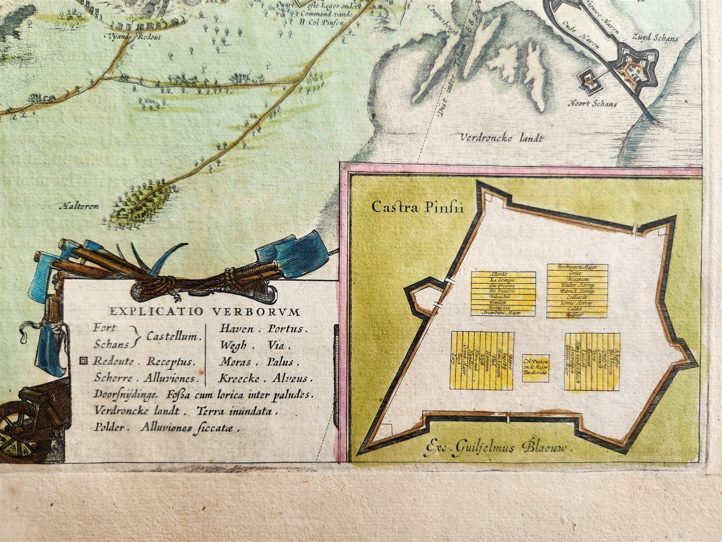 1640 MAP of SIEGE of DUTCH CITY Bergen op Zoom by WILLEM BLAEU antique AUTHENTIC