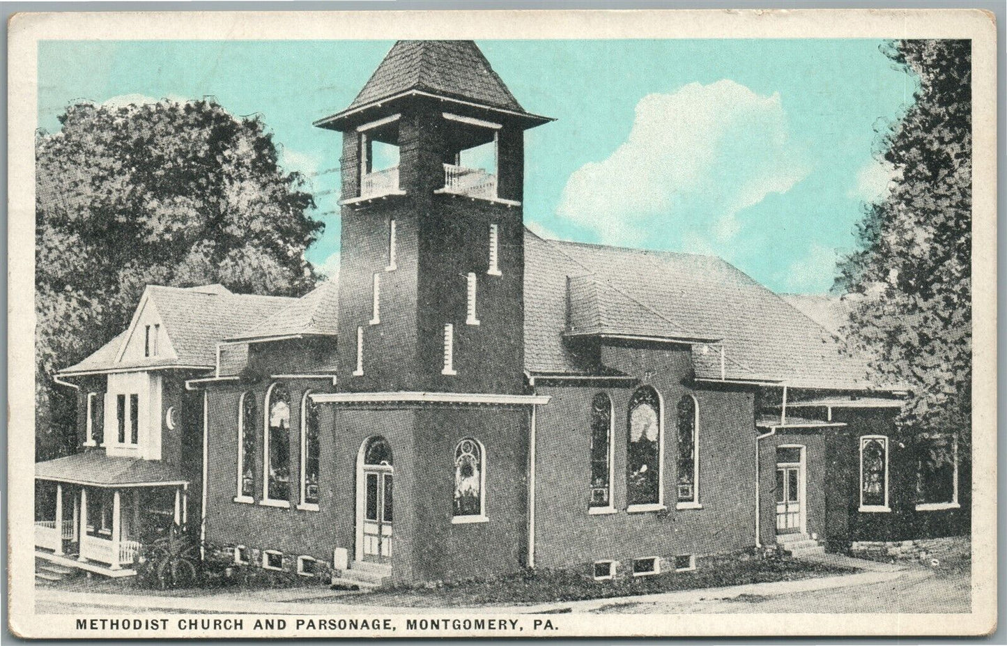 MONTGOMERY PA METHODIST CHURCH ANTIQUE POSTCARD