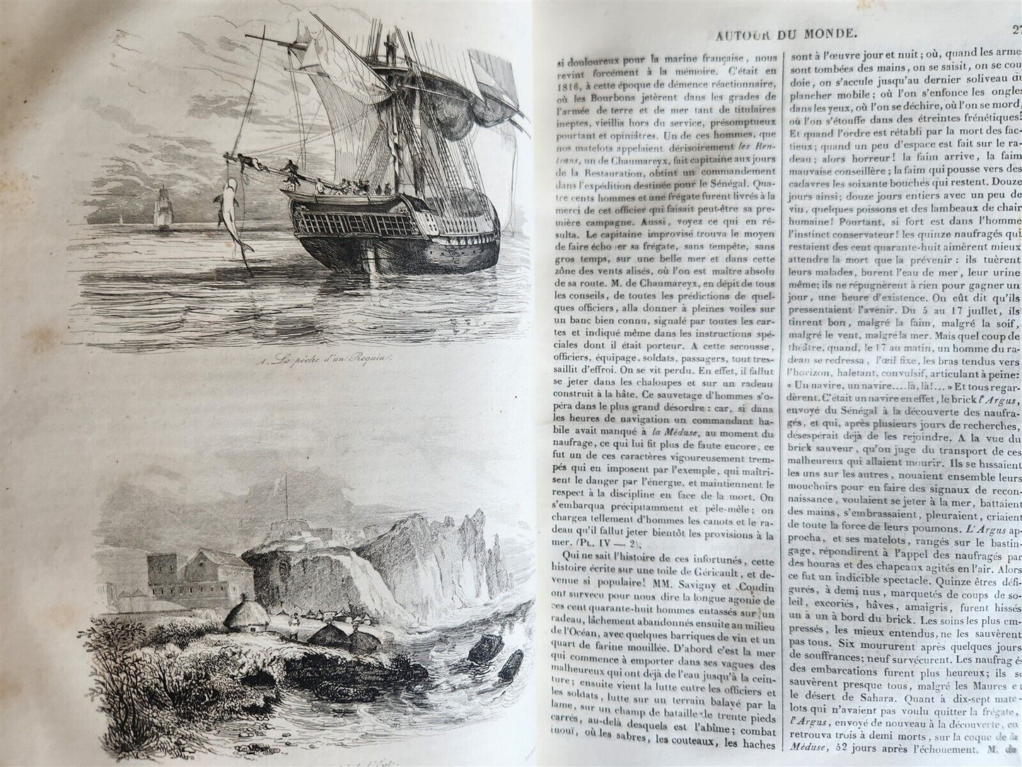 1839 VOYAGE PITTORESQUE AUTOUR du MONDE 2 VOLUMES antique ILLUSTRATED
