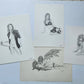 ILLUSTRATION ART FEMALE lot of 4 EROTIC PENCIL DRAWINGS vintage signed