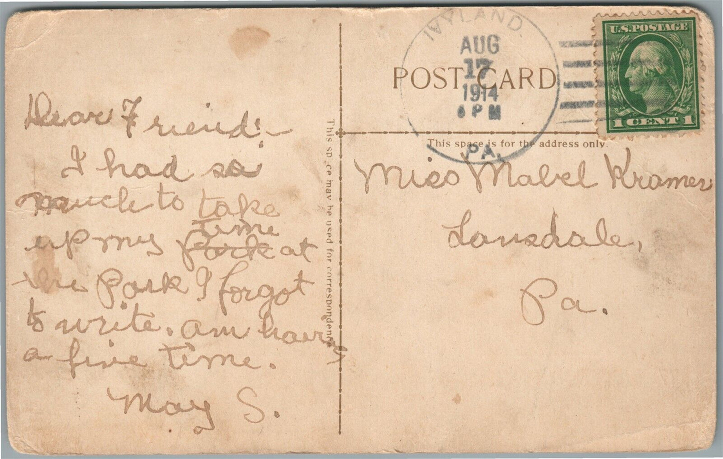 IVYLAND PA BUCKS CO. VIEWS ARNOLD BROTHERS RAILROAD STATION ANTIQUE POSTCARD #27