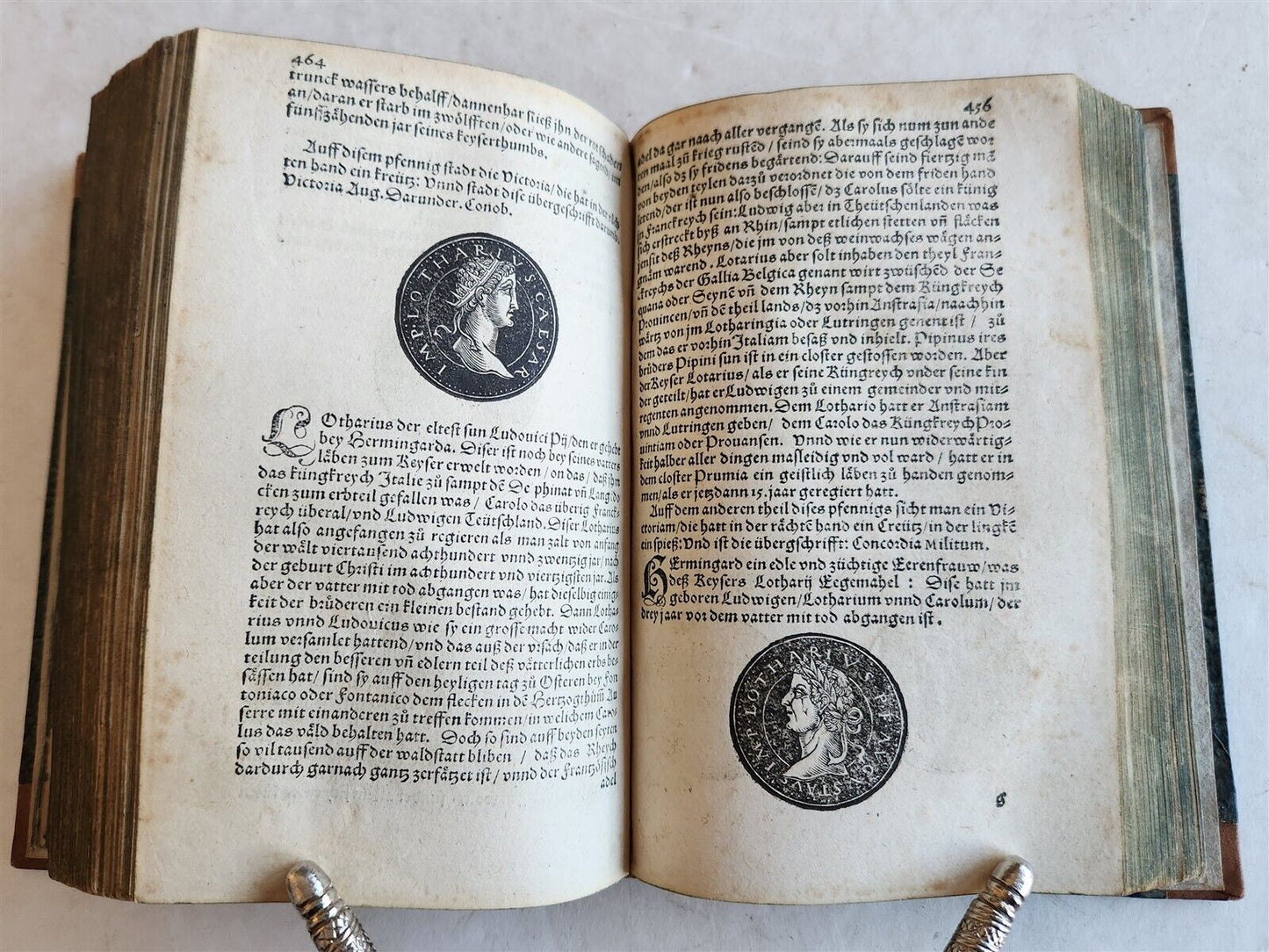 1558 NUMISMATICS antique ILLUSTRATED w/ 722 WOODCUTS Roman & German coins