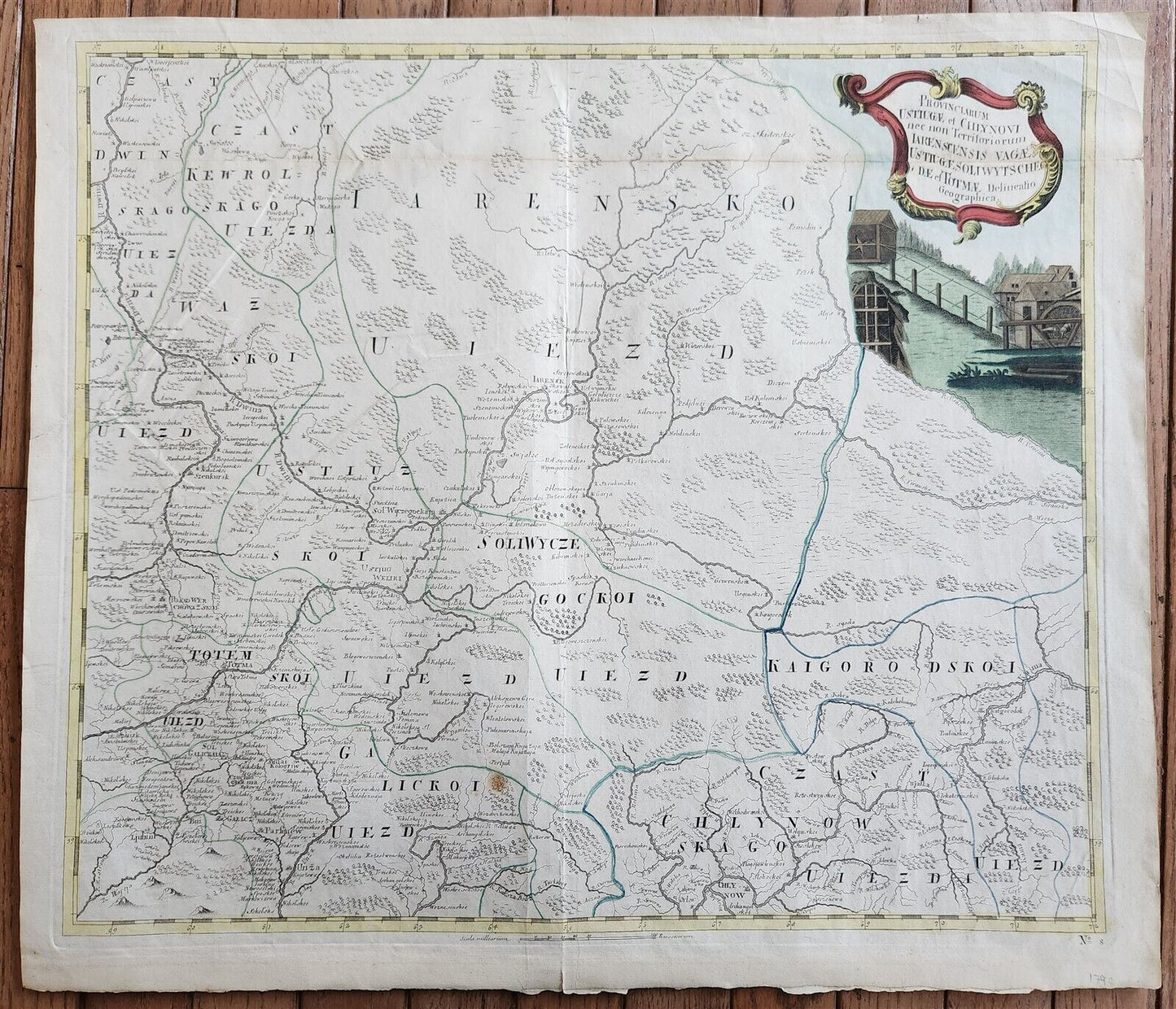 1745 MAP of NORTH RUSSIA antique ARCHANGELSK VOLOGDA printed in ST.PETERSBURG