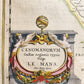 1640 MAP of LE MANS FRANCE by WILLEM BLAEU antique AUTHENTIC hand colored