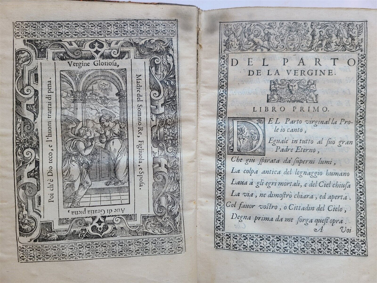 1588 DEL PARTO DELLA VERGINE DEL SANAZARO antique 16th CENT. POETRY illustrated