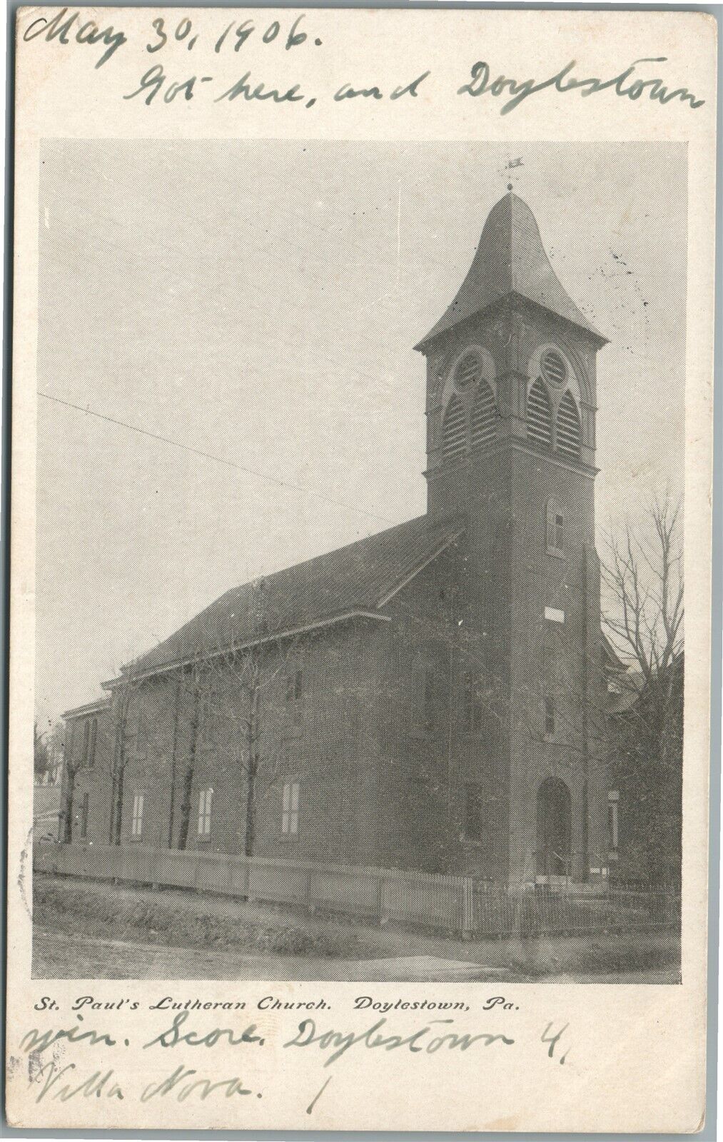 DOYLESTOWN PA ST.PAUL'S LUTHERAN CHURCH ANTIQUE POSTCARD
