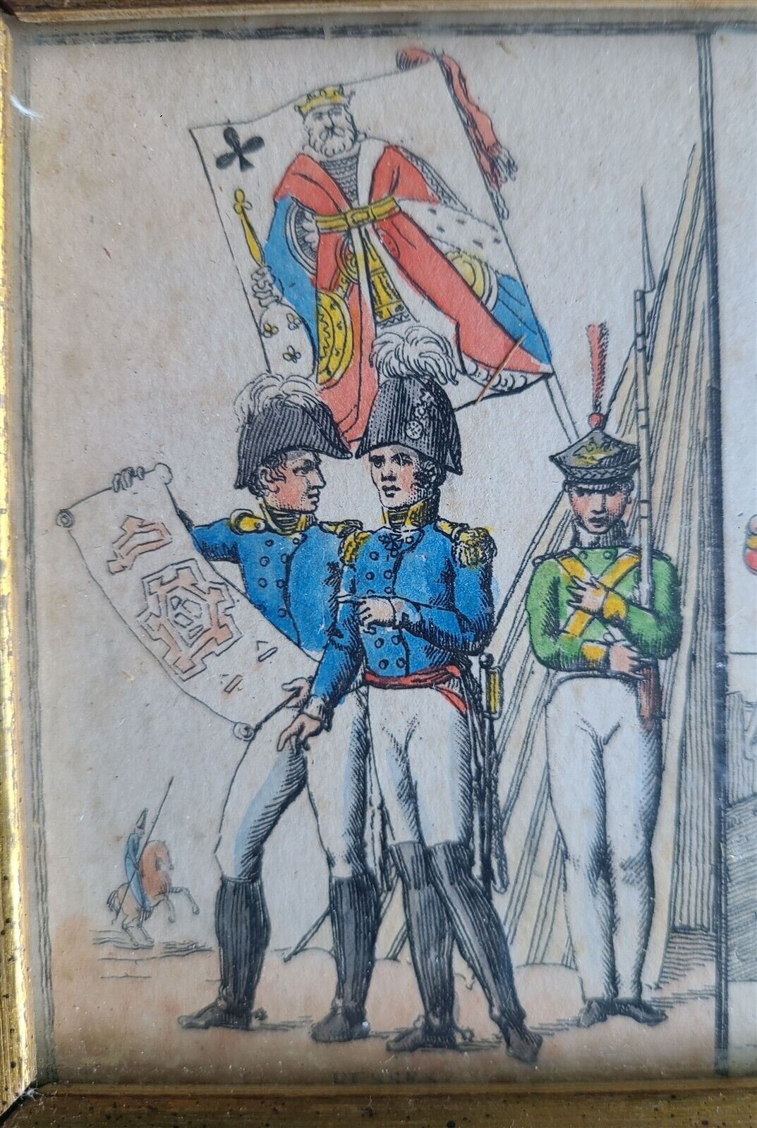 1816 TRANSFORMATION PLAYING CARDS NAPOLEONIC ERA SOLDIERS UNCUT SHEET ANTIQUE