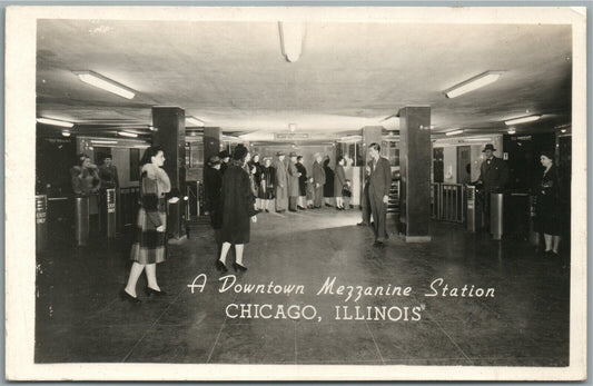 CHICAGO IL SUBWAY STATION VINTAGE REAL PHOTO POSTCARD RPPC