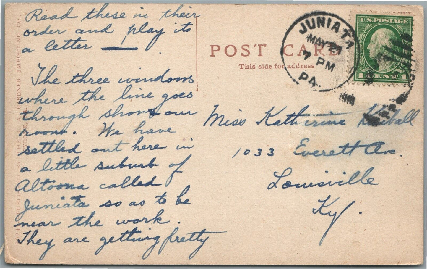 JUNIATA PA SAVOY HOTEL ANTIQUE POSTCARD