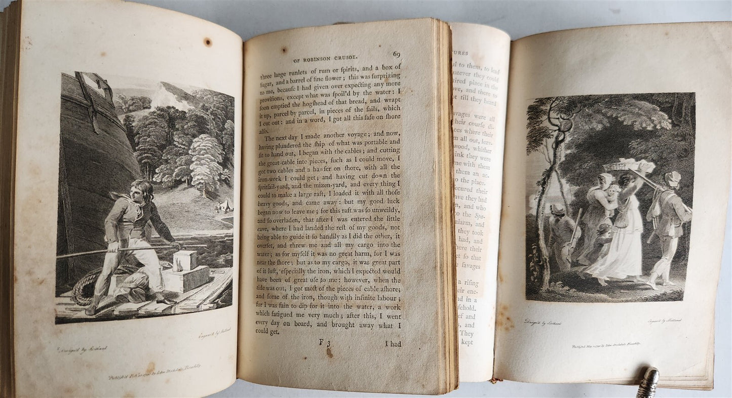 1790 FARTHER ADVENTURES of ROBINSON CRUSOE antique 2 VOLUMES ILLUSTRATED rare