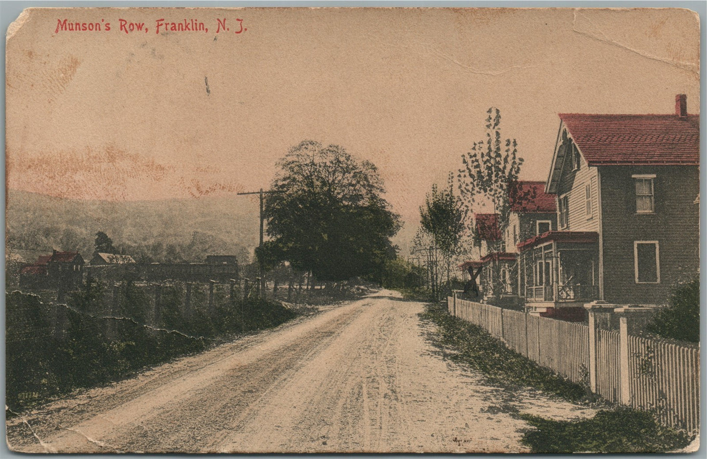FRANKLIN NJ MUNSON'S ROW ANTIQUE POSTCARD