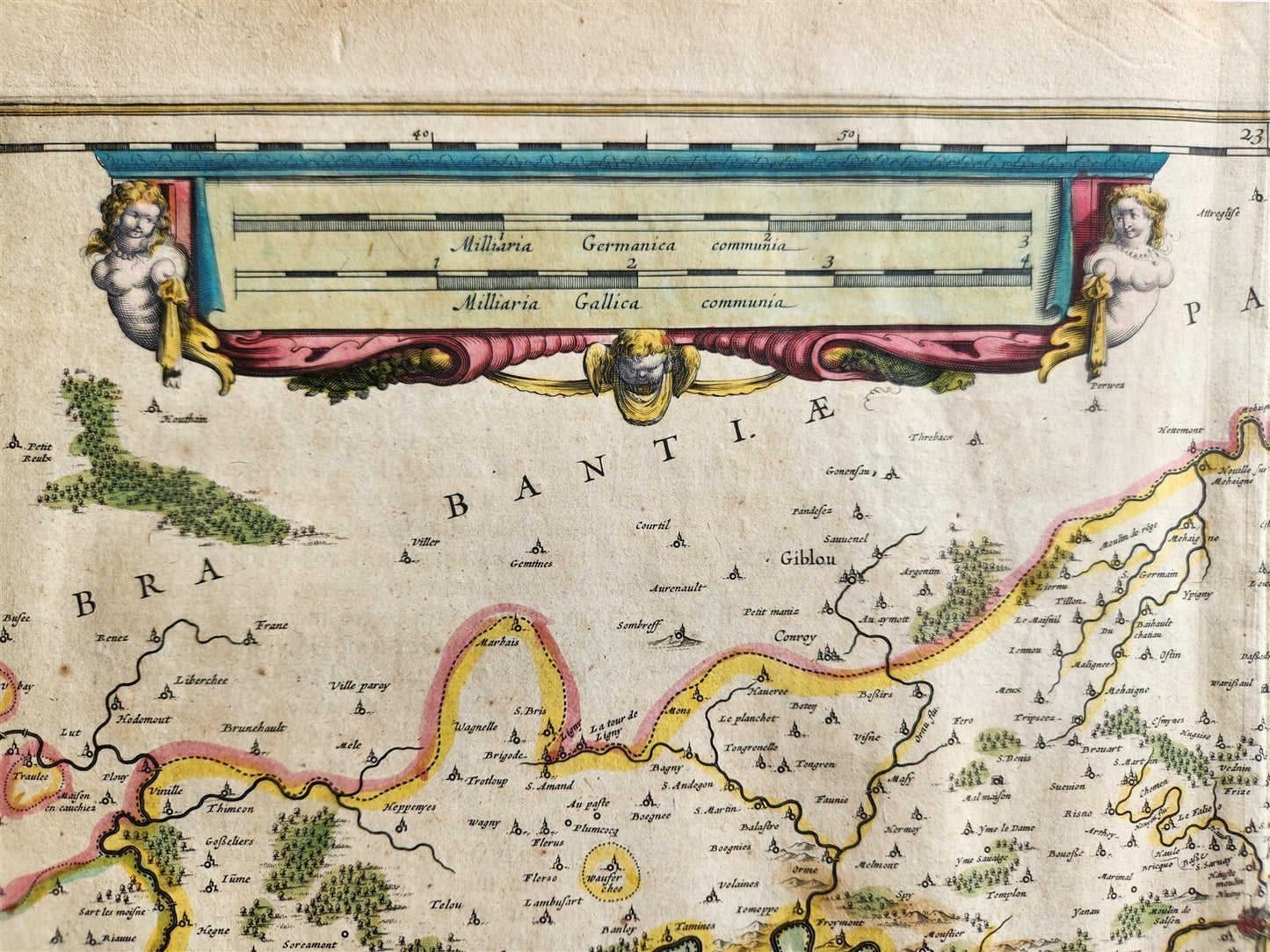 1640 MAP of Namur BELGIUM by WILLEM BLAEU antique AUTHENTIC hand colored