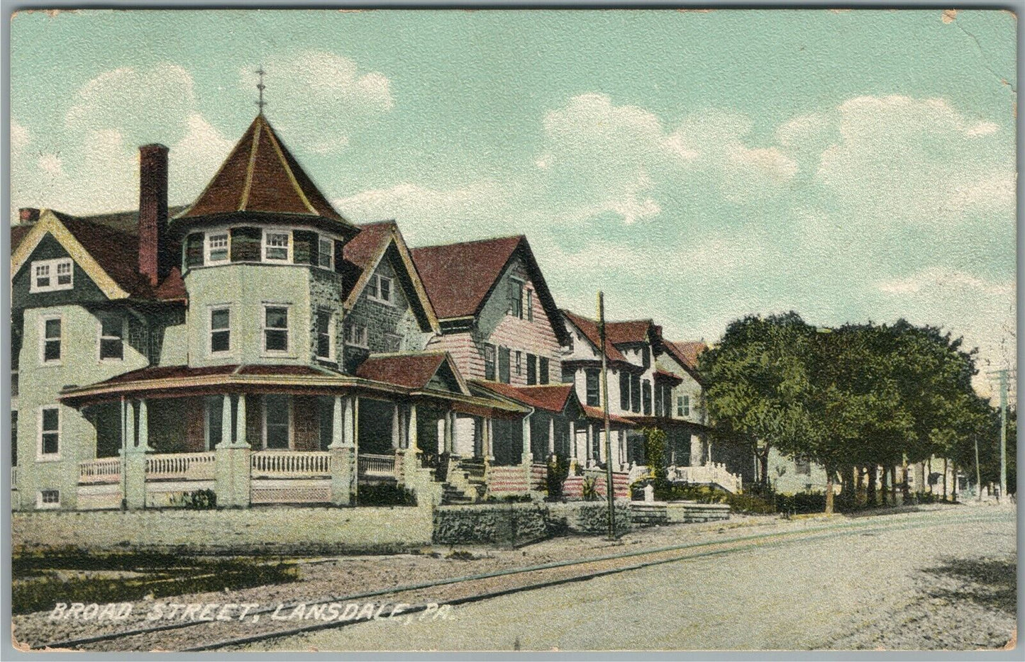 LANSDALE PA BROAD STREET ANTIQUE POSTCARD