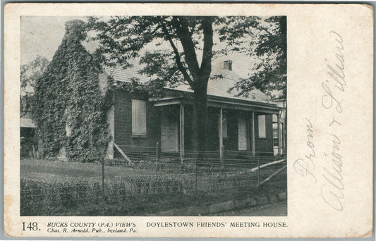 BUCKS COUNTY VIEWS by ARNOLD DOYLESTOWN FRIENDS MEETING HOUSE ANTIQUE POSTCARD