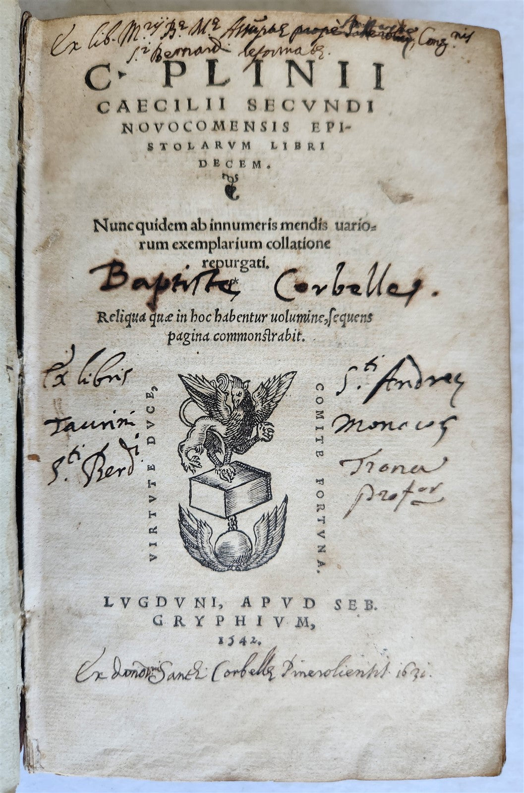 1542 HISTORY by PLINY SECUNDUS antique 16th CENTURY