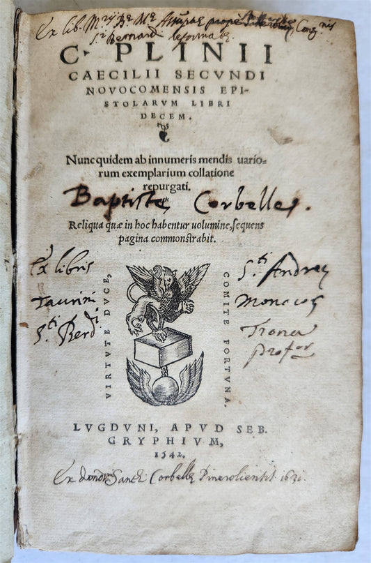 1542 HISTORY by PLINY SECUNDUS antique 16th CENTURY