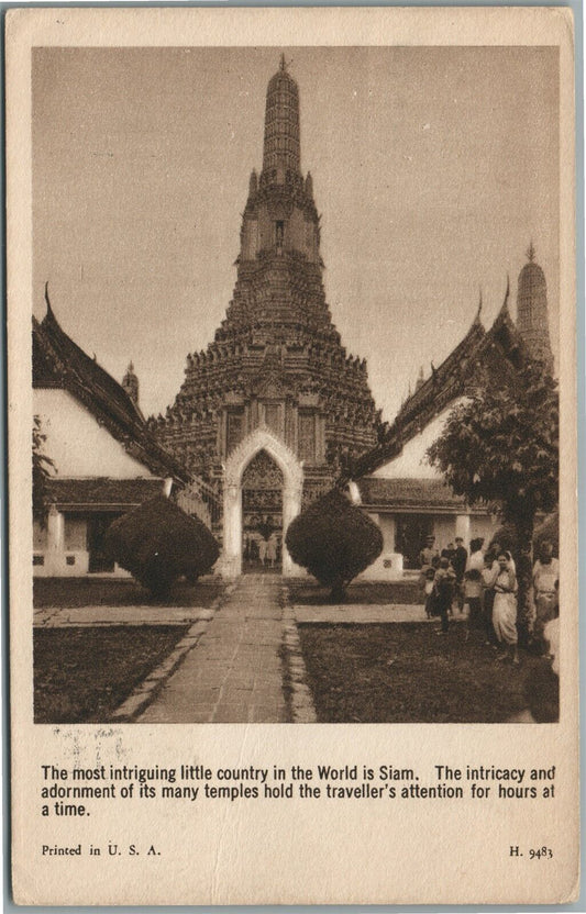 THAILAND SIAM TEMPLE ANTIQUE POSTCARD