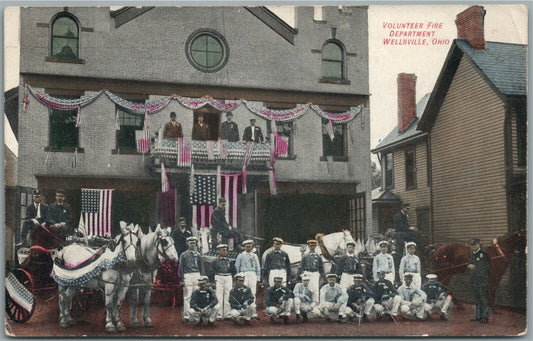 WELLSVILLE OH VOLUNTEER FIRE DEPARTMENT ANTIQUE POSTCARD