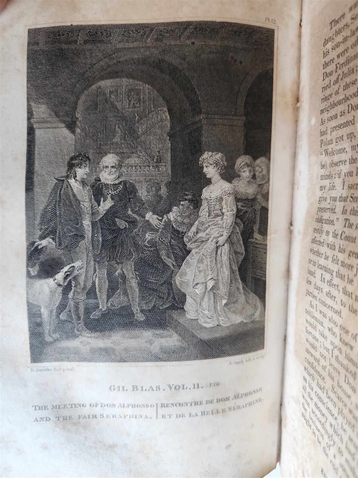 1844 ADVENTURES OF GIL BLAS antique EARLY AMERICAN BINDING HARTFORD ILLUSTRATED