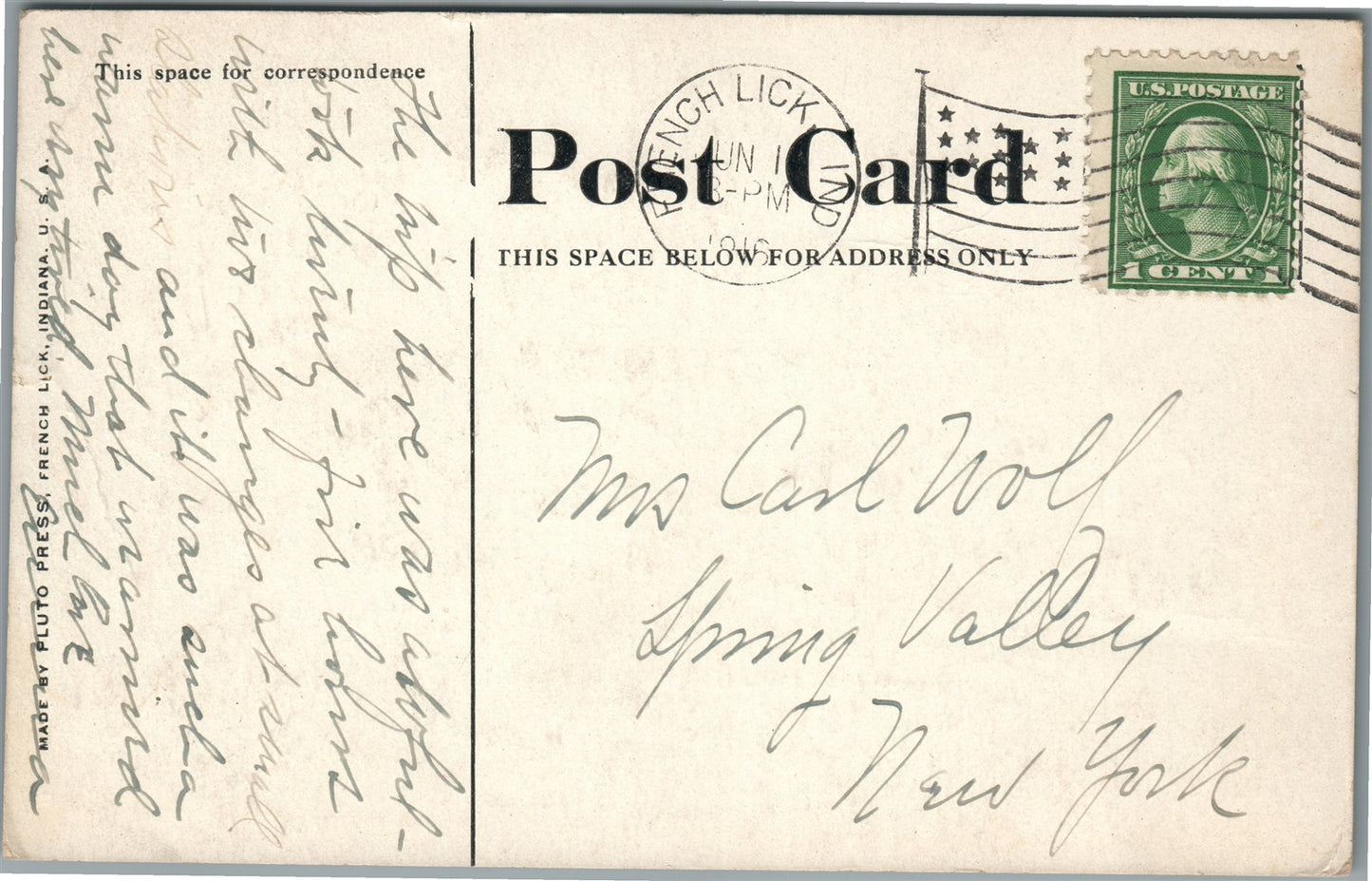 FRENCH LICK IN SPRINGS HOTEL ANTIQUE POSTCARD